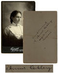 Annie Oakley Signed Cabinet Card -- Large 4.25 x 6 Card Signed on Her 59th Birthday